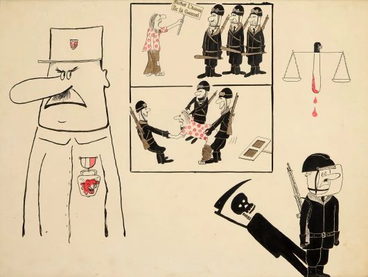 Lot 64 - Siné (1928-2016) Faites l’amour pas la guerre Feutre et encre sur… | Fauve Paris