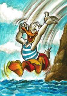 Joan Vizcarra - Donald Duck’s Summer Dive - Original Painting - Gouache | Catawiki