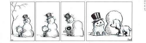 Brian Anderson - Dog Eat Doug Daily Strip Art - Snowman - 1/26/2010 Signed