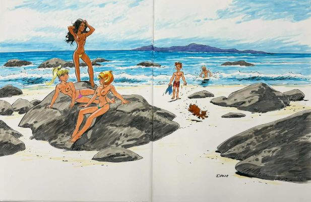 Dany | Lot 189 - Spirou et la gorgone bleue, tirage de luxe très grand format limité à 269 ex., agrémenté d’une dédicace. | Septimus