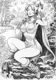 Aouamri, Mohamed - 1 Original drawing - Saga Valta - Une pause pour Hildegirrd dans un si long voyage... - 2022 | Catawiki