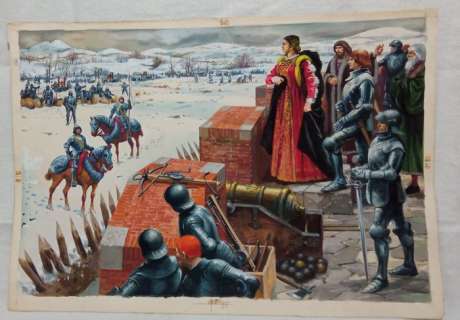 Baraldi, Severino - 1 Original colour drawing - Medioevo attacco al Castello | Catawiki