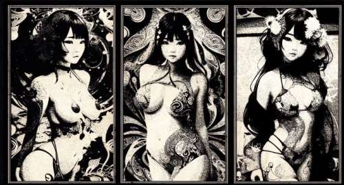 Æ (XX-XXI) - “Cyber-Girls (Set of 3) - Featuring ‘Kohana,’ ‘Mika,’ & ‘Nori’ (2024) + Booklet - Hand-Painted with | Catawiki