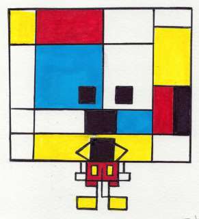 Tony Fernandez - Mickey Mouse Inspired by Piet Mondrian’s Art - Original Painting - Hand Signed | Catawiki