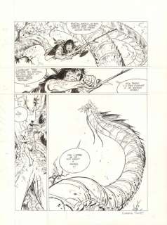 Corentin Rouge | Planche originale n° 084, réalisée en trois parties liées par un support papier avec adhésifs, présence de correcteur blanc - Wendigo - Thorgal Saga | Daniel Maghen