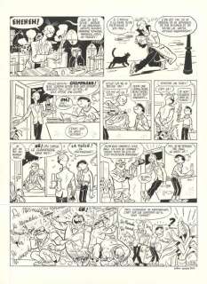 Olivier Schwartz | Planche originale, hommage à Gaston Lagaffe - Une Aventure de Spirou et Fantasio | Daniel Maghen