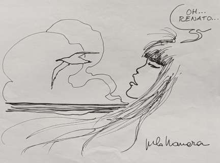 Manara, Milo - 1 Original drawing - Dedicace - Pin Up con gabbiano - 2002 | Catawiki