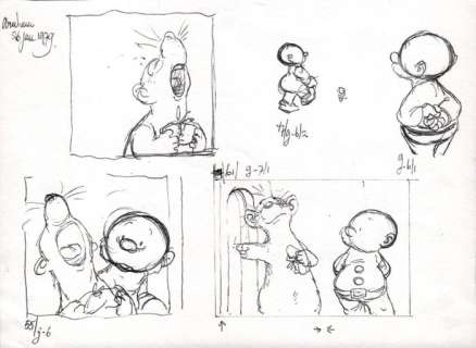 Dulieu, Jean - 1 Original preliminary drawing - Paulus de Boskabouter - Grote schets met Paulus en Gregorius in verschillende posities - 1979 | Catawiki