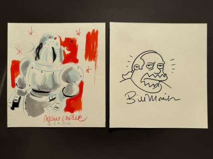 Antonio Lapone - Bill Morrison - 2 Original drawing - Retro Robot - Jeff Albertson (Simpsons) | Catawiki