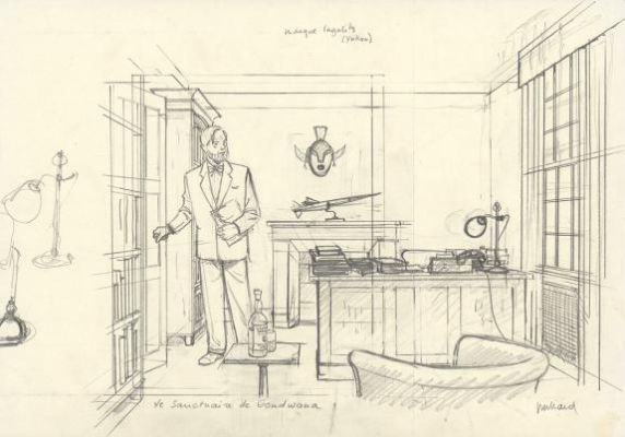 André Juillard | Crayonné original - Le Sanctuaire du Gondwana - Blake et Mortimer | Daniel Maghen