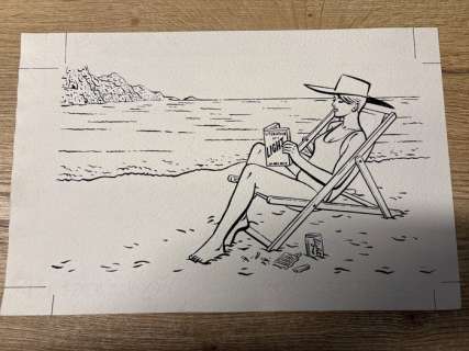 Varekamp, Erik - 1 Original drawing - Light - Vrouw aan het strand - Light | Catawiki