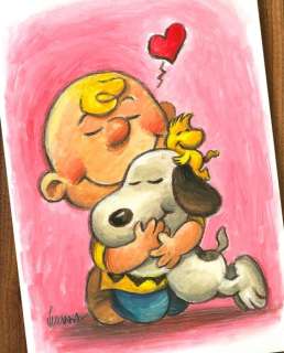 Joan Vizcarra - 1 Œuvre originale - “The Warmest Hug” : Charlie Brown, Snoopy & Woodstock – Hand Signed | Catawiki
