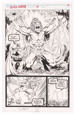 Lot 84 - RON LIM SILVER SURFER VOL. 3 #49 COMIC BOOK PAGE ORIGINAL ART. | Hake’s