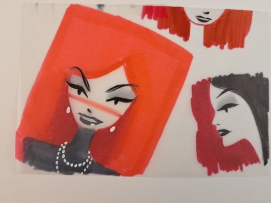 Lapone, Antonio - 1 Original colour drawing - La Donna in Rosso Studi | Catawiki