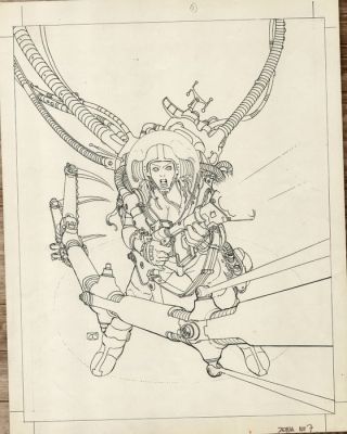 Juan Gimenez - 1 Couverture préliminaire - Zona 84 Nº7: Juego Eterno – Hand Signed Original Ink - Published (1980)