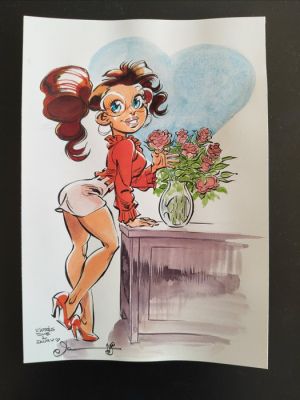 Dan (Dan Verlinden) - 1 Original colour drawing - Le petit Spirou - Mademoiselle chiffre | Catawiki