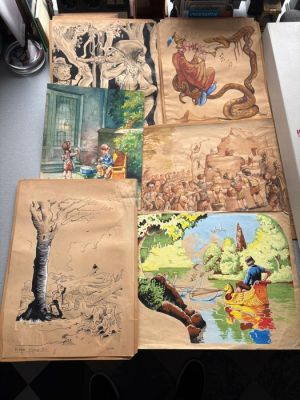 Wijn, Piet - 6 Original colour drawing - 1947 | Catawiki