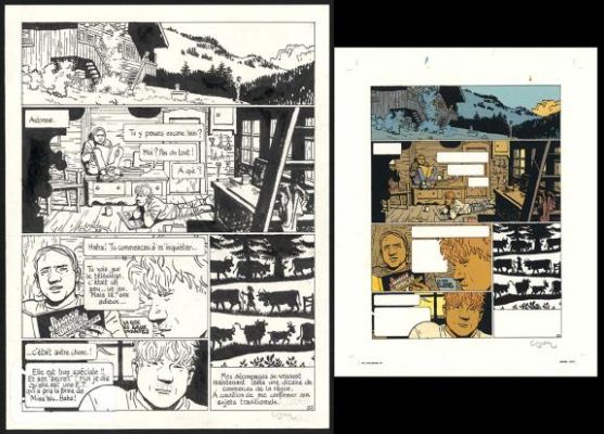 Cosey | Planche originale n°32 accompagnée de sa mise en couleurs, rustine collée en case n°4 - Yiyun | Daniel Maghen