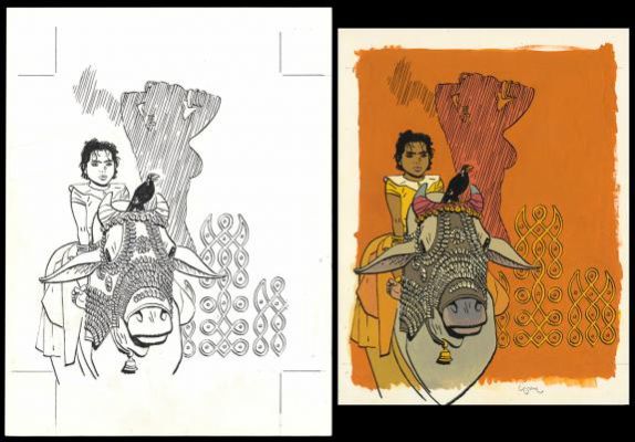 Cosey | Couverture originale de l’édition luxe, accompagnée de sa mise en couleurs - Celle qui fut - Jonathan | Daniel Maghen