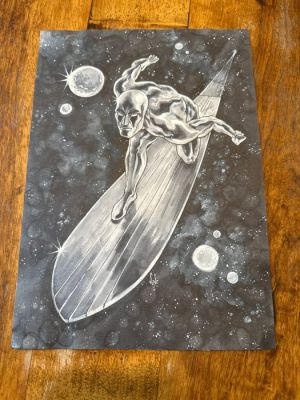 Laurent, Libessart - 1 Original colour drawing - The Silver Surfer - Le surfer d‘argent - 2011