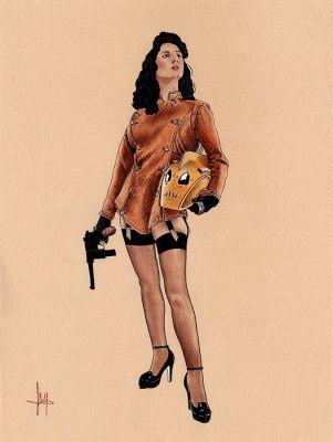 Daniel Cayuela - 1 Original drawing - Rocketeer - Rocket Girl - 2026 | Catawiki