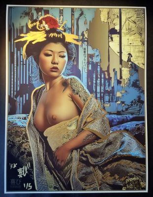 Yorokobi (XX-XXI) - Geisha Privacy 1 / hand gold embellished | Catawiki