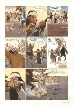 Christian Rossi | Planche originale n° 78, rustine en première case - Comanche Trail | Daniel Maghen