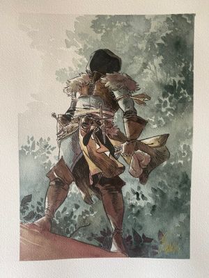 Benoît Dellac - 1 Colour pencil drawing - nottingham - Robin des Bois - 2024 | Catawiki