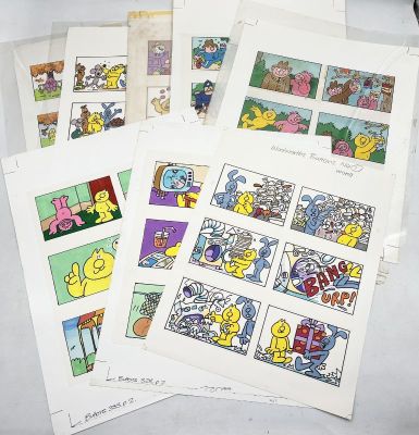 A collection of eight Henrys Cat printing proof original artworks for… | misc / divers