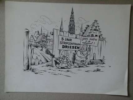 Goossens, Eugeen | Originele tekening  - 5 jaar stripcentrum Driesen  - (1977) | Catawiki