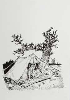 Jan Bosschaert (°1957) | Geduvel op de Heide. Originele tekening van de cover van het album, maar door Jan Bosschaert... | Bernaerts