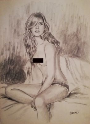 Edmond Fernández | Original drawing – girl sitting – Edmond | Origin Of Comics