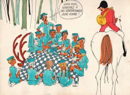Cabu | Vous vous adressez à des végétariennes jeune… | Millon