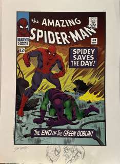 John Romita Sr. | Amazing Spider-Man #40 Signed Large Limited Edition Litho #206 of 300, with Spider-Man & Green Goblin Drawings! (1996) | Romitaman