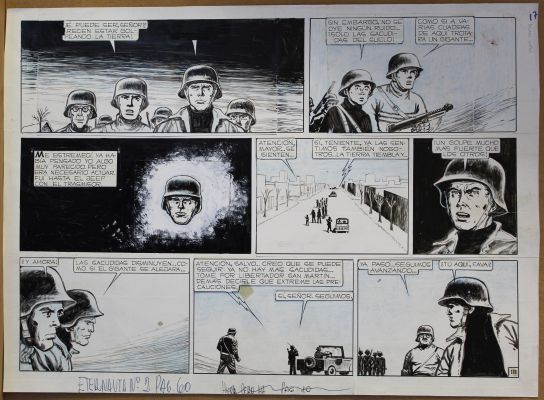 Oesterheld-Solano Lopez | Tavola originale per L’Eternauta, 1958. Cm. 50 x 36. Pag. 176 | Art e Fumetto