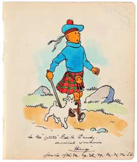 Hergé | Tintin, illustration à l’encre de Chine et à… | Millon