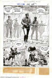 Russ Heath - Original Art for Our Army at War #239 (DC, 1971). Evocative splash by Russ Heath, as Rock and his men - | Heritage