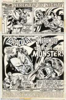 Mike Ploog and Frank Chiarmonte - Original Title Splash for Werewolf by Night #15 (Marvel, 1973). A battle of - | Heritage