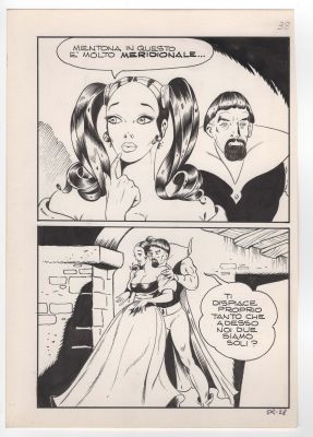 Dino Leonetti | Tavola originale per Maghella 52 ‘Ave Cesar, li mortacci tuoi!’. Cm. 18 x 25,5. Anno di esecuzione 1974. Pag. 38 | Art e Fumetto