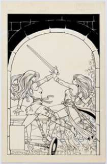 Mary Wilshire Red Sonja #2 Cover Preliminary Original Art  (Marvel, 1983). Here is an unpublished early version - | Heritage