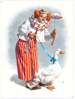 Arthur Sarnoff Clown with a Goose Illustration Original Art (undated).  A gouache masterpiece of fun! From the - | Heritage