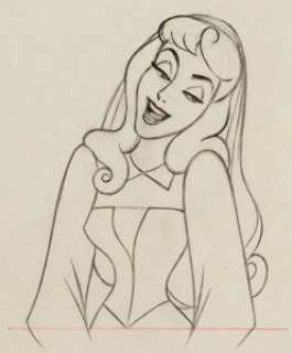 Sleeping Beauty Briar Rose Animation Drawing (Walt Disney, 1959).  Sweet Briar Rose looks happy in this - | Heritage