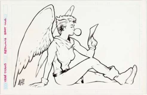 Adam Hughes Team Titans #5 Redwing Letter’s Page Pin-Up Illustration Original Art (DC, c. 1993). A lovely image - | Heritage