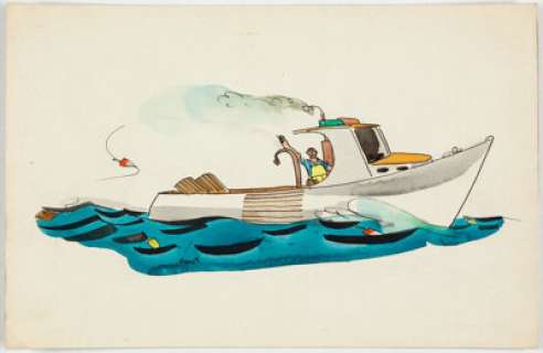 Earl Oliver Hurst - Fisherman Illustration Original Art (undated)....