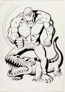  - Carmine Infantino and Mike DeCarlo Killer Croc Toy Package Illustration Original Art (DC/Kenner, c. 1994)....