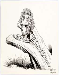 Arthur Adams and Mike Mignola - Tigra Specialty Illustration Original Art (1983)....