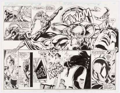 Mike Deodato Jr. and Joe Pimentel Spider-Man Unlimited #22 Double Page Spread 14-15 Original Art (Marvel, 1998). - | Heritage