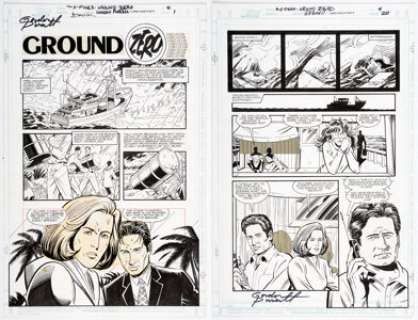 Gordon Purcell, Larry Mahlstedt, and Alex Saviuk The X-Files: Ground Zero #4 Story Page Original Art Group of 2 -