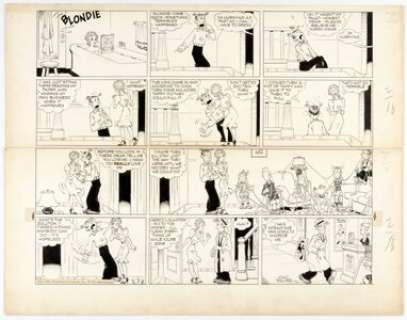 Chic Young Blondie Sunday Comic Strip Original Art dated 2-18-40 (King Features Syndicate, 1940).... | Heritage