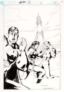 Howard Porter and Drew Geraci JLA #45 Cover Original Art (DC, 2000). For Part 3 of the "Tower of Babel" -